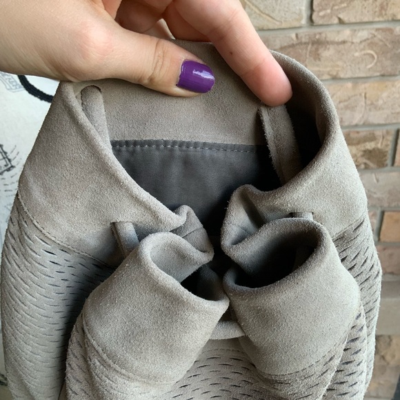 MONSERAT DE LUCCA Perforated Leather Suede Light Grey Small Backpack LIKE NEW - Picture 9 of 16